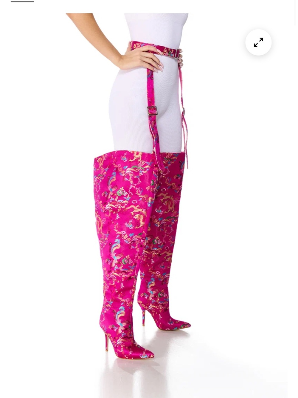 Fuchsia Brocade Over-the-Knee Stiletto Boots